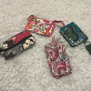 Vera Bradley Pink, Brown, and Blue Keychain Wallet set of 4